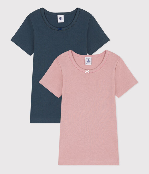 Juego de 2 camisetas de manga corta de algod&oacute;n para ni&ntilde;a multicolor