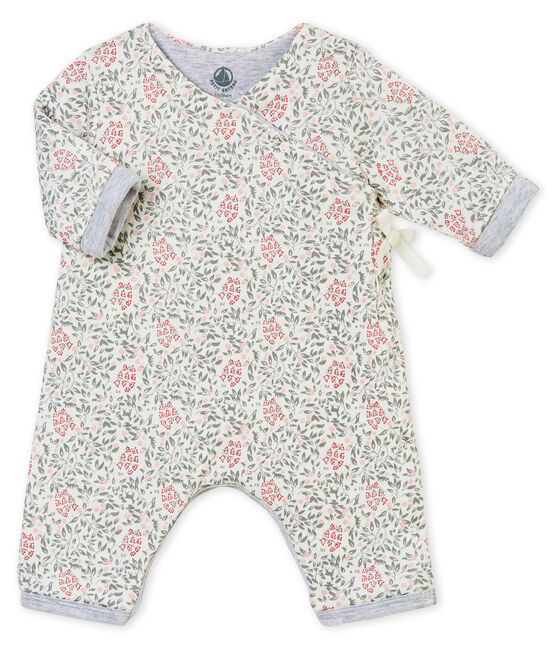 Pelele guatinado y estampado para bebé niña blanco MARSHMALLOW/blanco MULTICO