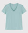 La camiseta RECTA de algodón con cuello de pico para mujer verde BOB