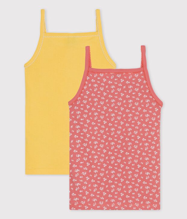 Juego de 2 camisas de tirantes de flores de algod&oacute;n de ni&ntilde;a multicolor