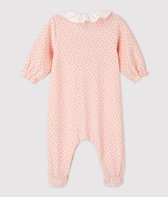 Pelele con cuello con estampado de lunares de bebé niña de terciopelo de algodón orgánico rosa MINOIS/ MAJOR
