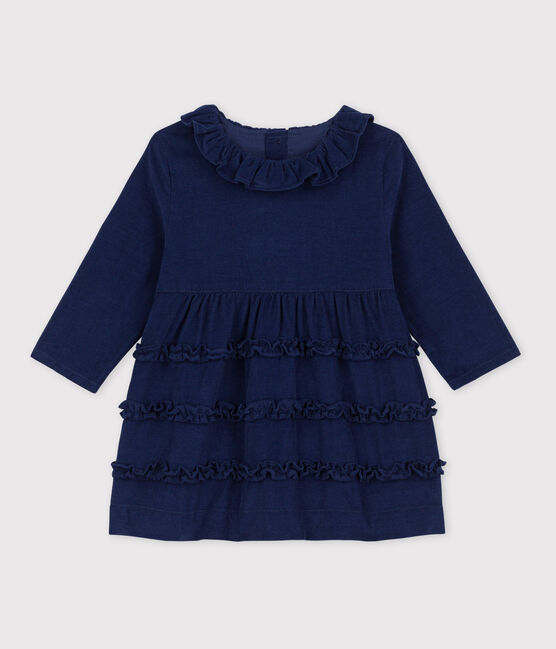 Vestido de micro pana de manga larga para bebé BLEU FONCE