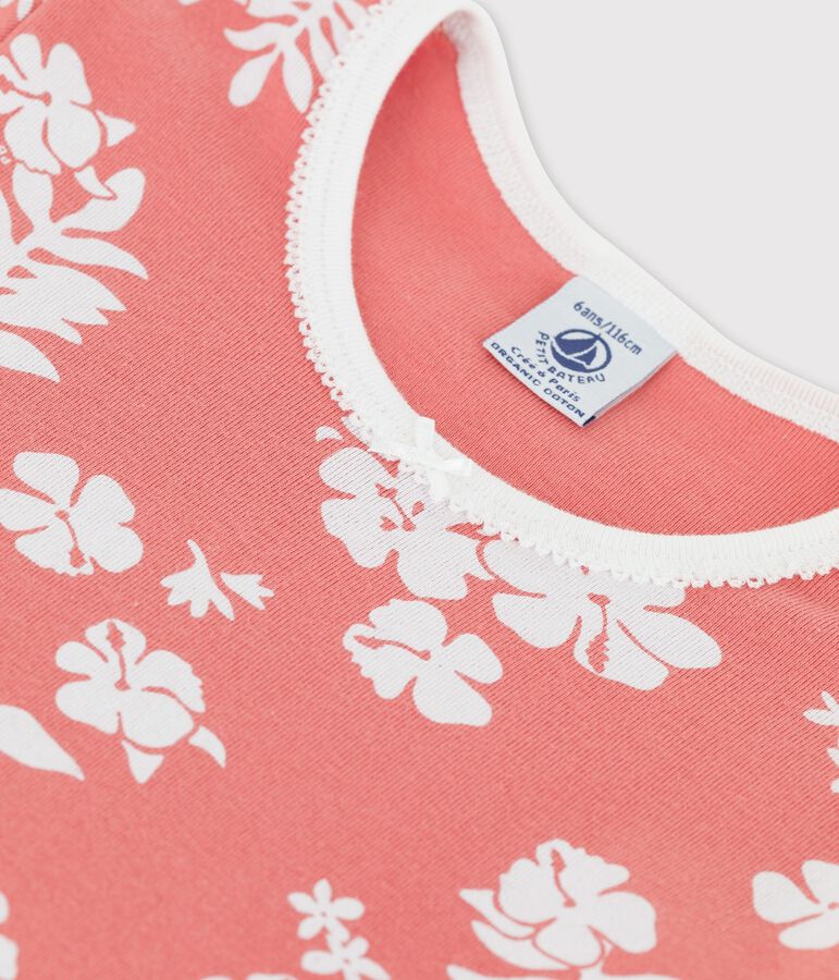 Camis&oacute;n hawaiano de algod&oacute;n de ni&ntilde;a rosa/blanco