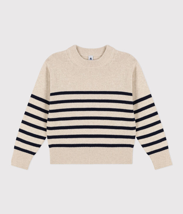 Jersey marinero de lana para mujer crudo/azul