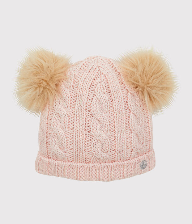 Gorro para ni&ntilde;a rosa/gris