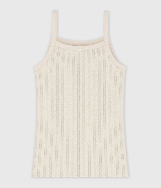 Camiseta de tirantes de algodón calado para mujer crudo MILK