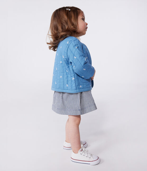 Chaqueta acolchada de algodón para bebé con estampado de florecitas azul ALASKA/blanco MARSHMALLOW