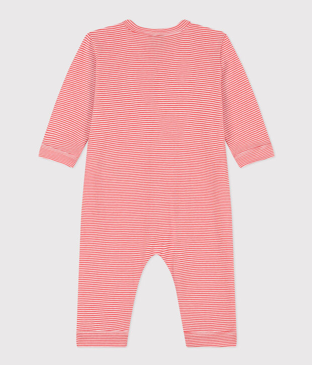 Pijama sin pies de algod&oacute;n milrayas para beb&eacute; naranja/blanco