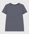 La camiseta RECTA de algodón con cuello redondo para mujer azul SMOKING/blanco MARSHMALLOW