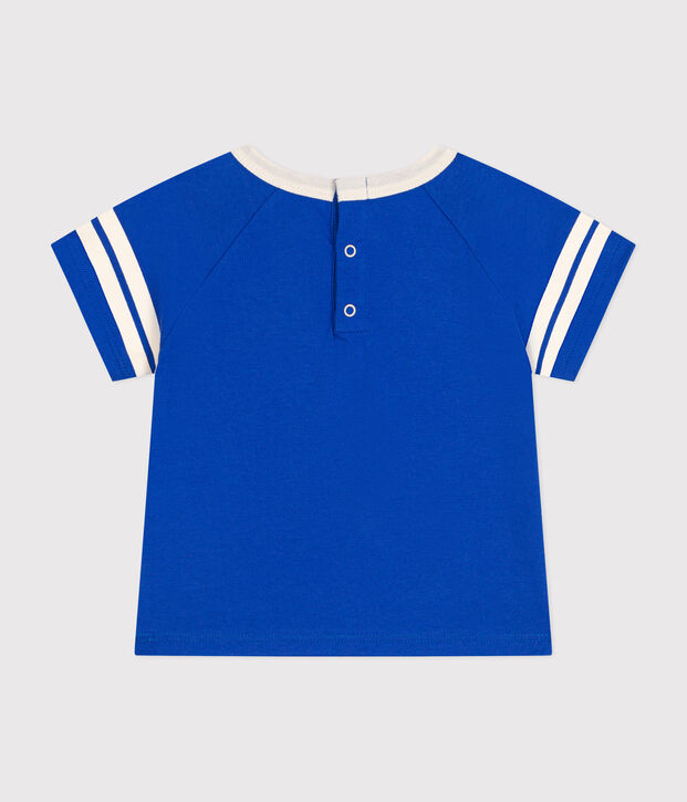 Camiseta de manga corta de punto fino para beb&eacute; azul