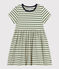 Vestido de manga corta de algodón a rayas para niña verde CROCO/ AVALANCHE