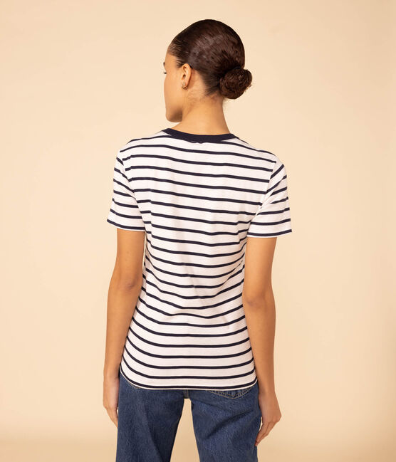 Camiseta L'ICONIQUE de algodón con cuello redondo para mujer blanco MARSHMALLOW/azul SMOKING