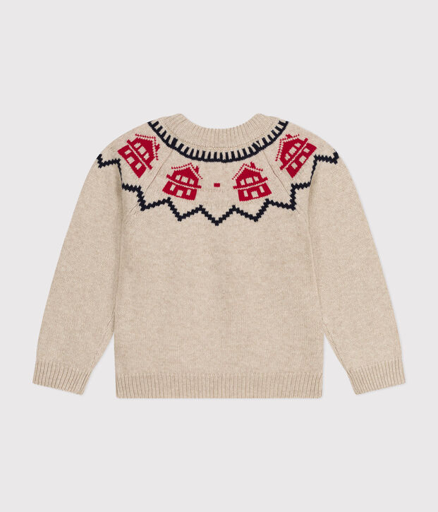 Jersey de jacquard de lana y algod&oacute;n de ni&ntilde;a/ni&ntilde;o beige/multicolor