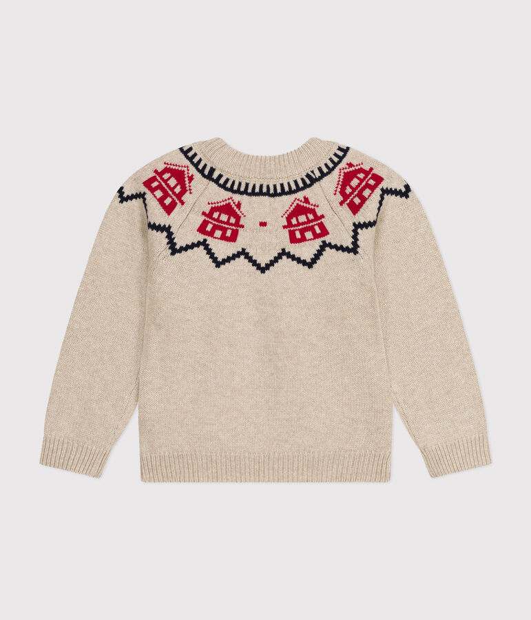 Jersey de jacquard de lana y algod&oacute;n de ni&ntilde;a/ni&ntilde;o beige/multicolor