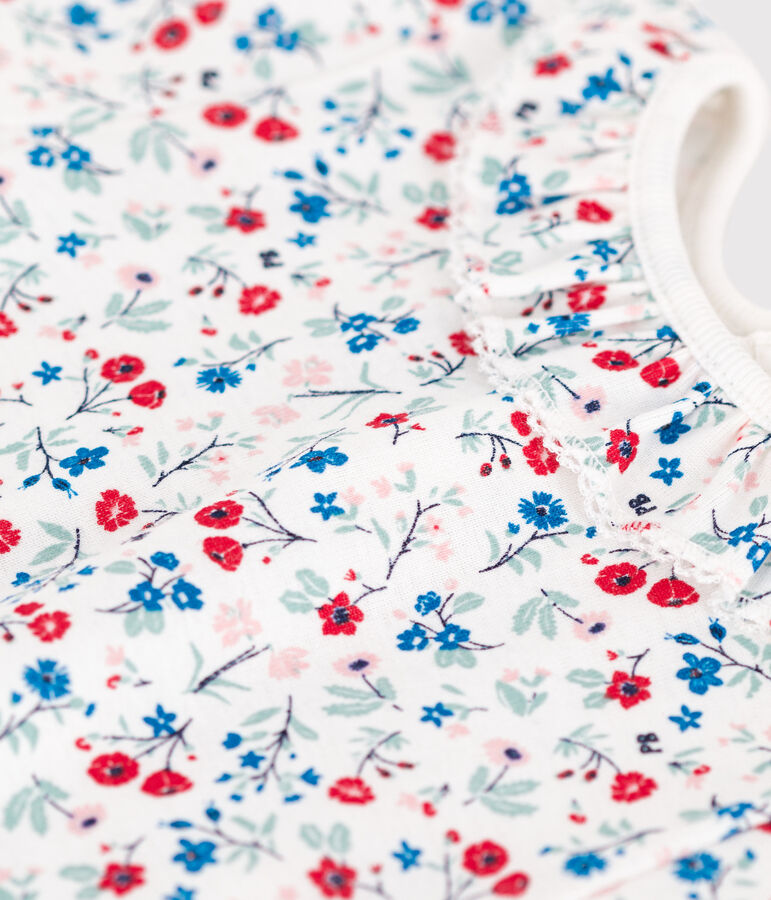 Body de algod&oacute;n de manga corta con estampado de flores para beb&eacute; blanco/multicolor