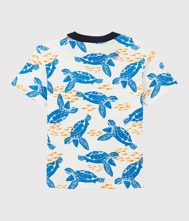 Camiseta de manga corta de algod&oacute;n de ni&ntilde;o blanco/multicolor