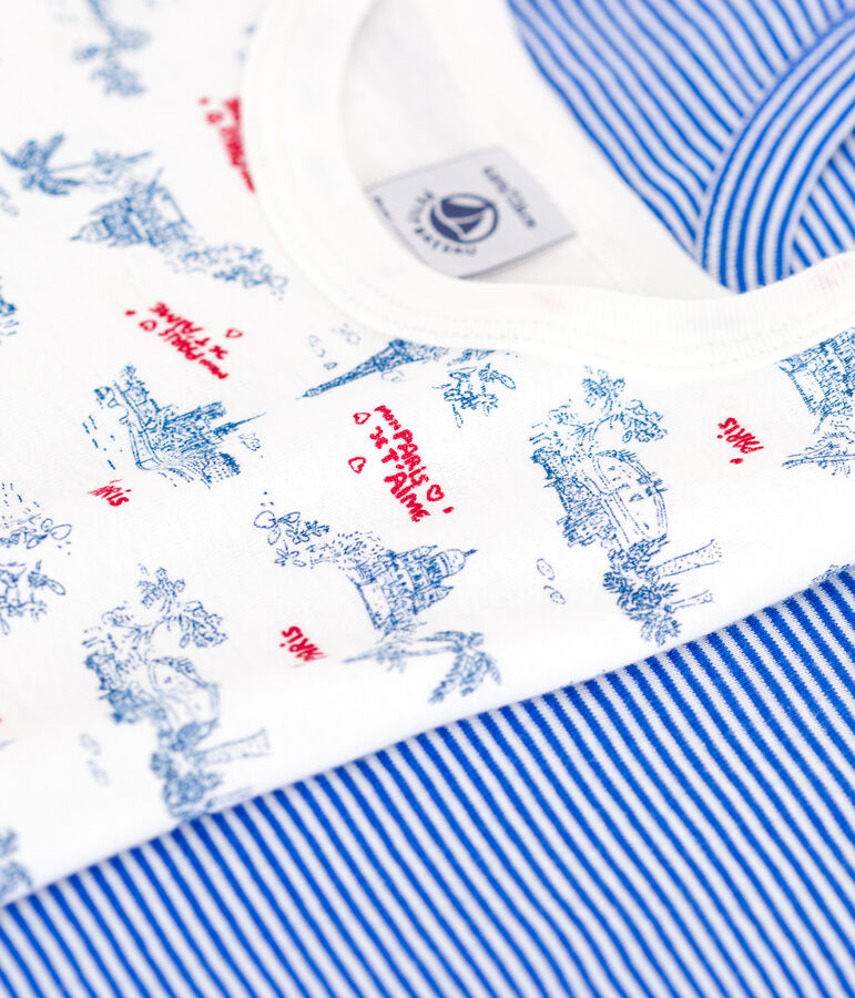 Juego de 2 camisetas infantiles de algod&oacute;n de manga corta con estampado de Par&iacute;s multicolor