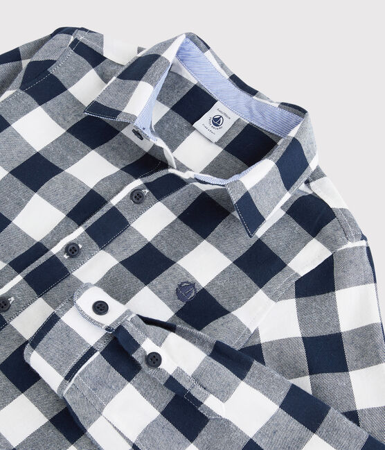 Camisa a cuadros de niño azul SMOKING/blanco MARSHMALLOW