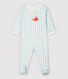 Pijama enterizo de vichy azul de algodón de bebé niña