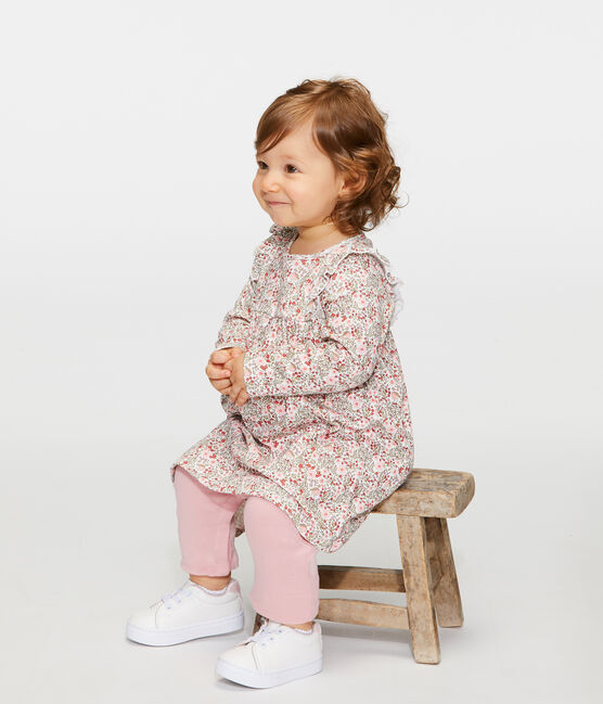 Vestido tipo leggings estampados para bebé niña blanco MARSHMALLOW/blanco MULTICO