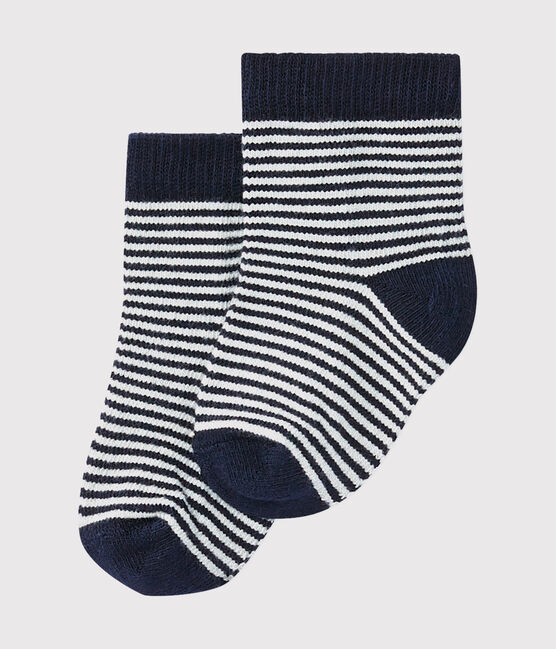Calcetines milrayas para bebé unisex azul SMOKING/beige COQUILLE