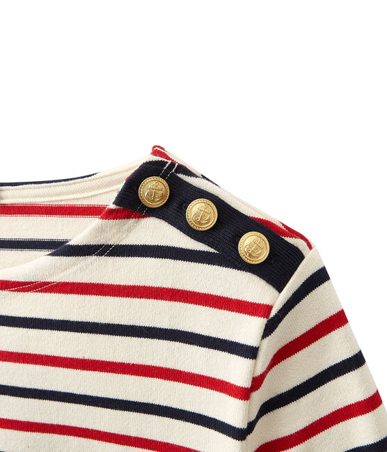 Marinera en jersey grueso tricolor para mujer beige COQUILLE/azul SMOKING/ TERKUIT