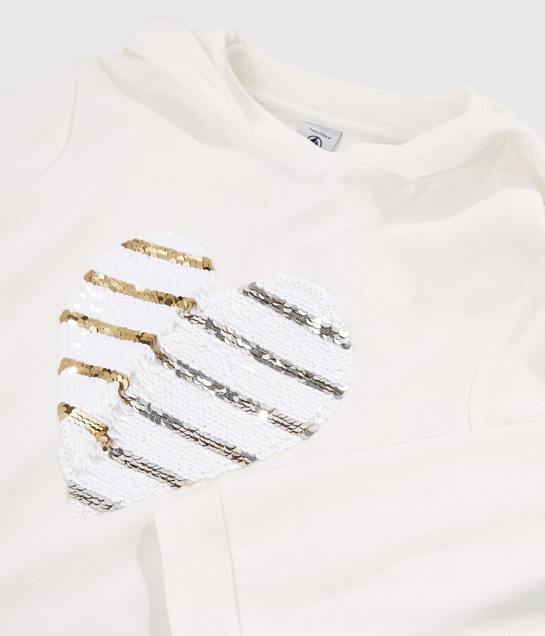 Camiseta con capucha de ni&ntilde;a blanco