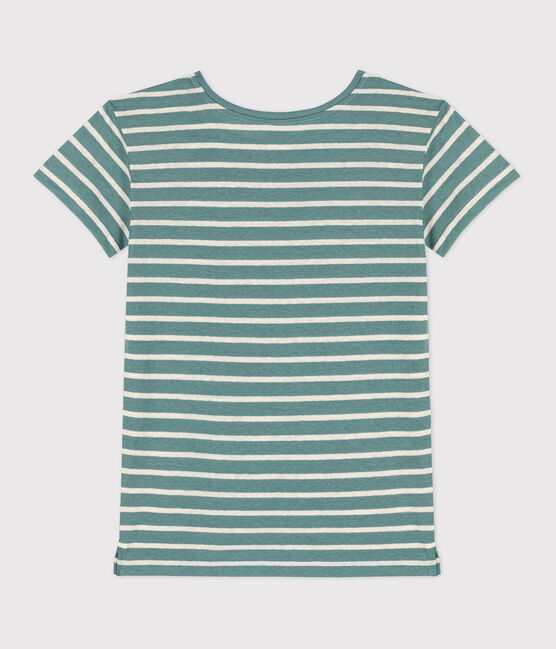 CAMISETA RECTA ALGODÓN Y LINO para mujer verde BRUT/blanco AVALANCHE