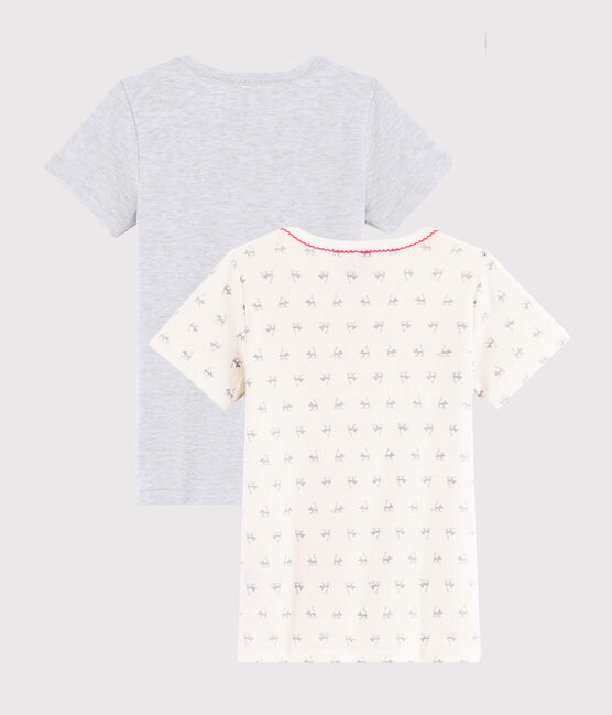 Juego de 2 camisetas de manga corta con estampado de gato de niña pequeña variante 1