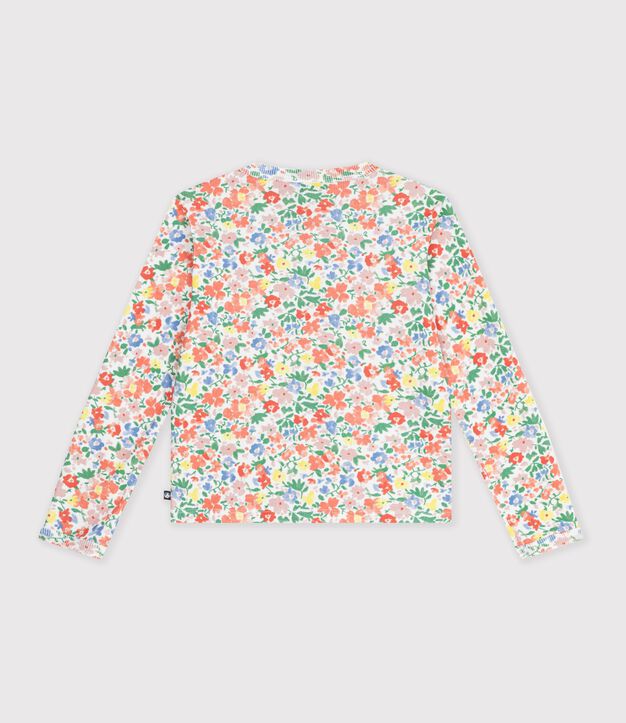C&aacute;rdigan infantil de algod&oacute;n con flores blanco/multicolor