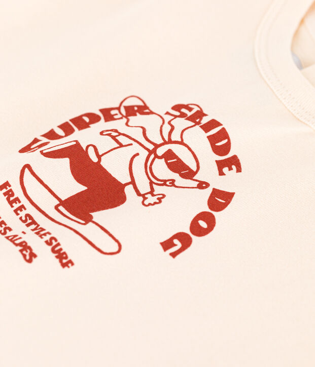 Camiseta de manga larga de jersey para beb&eacute; crudo/rojo