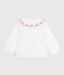 Blusa infantil lisa de manga larga de popelina de algodón blanco ECUME