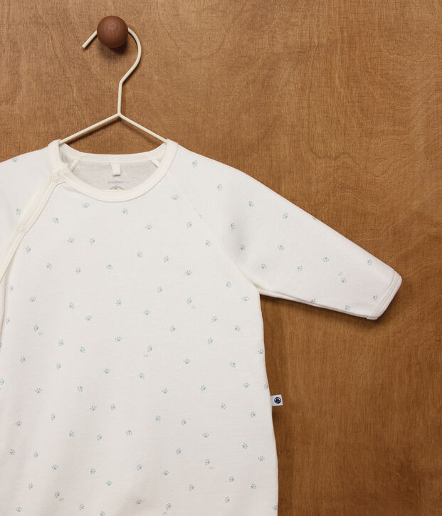 Pijama de algod&oacute;n estampado para beb&eacute; blanco/azul