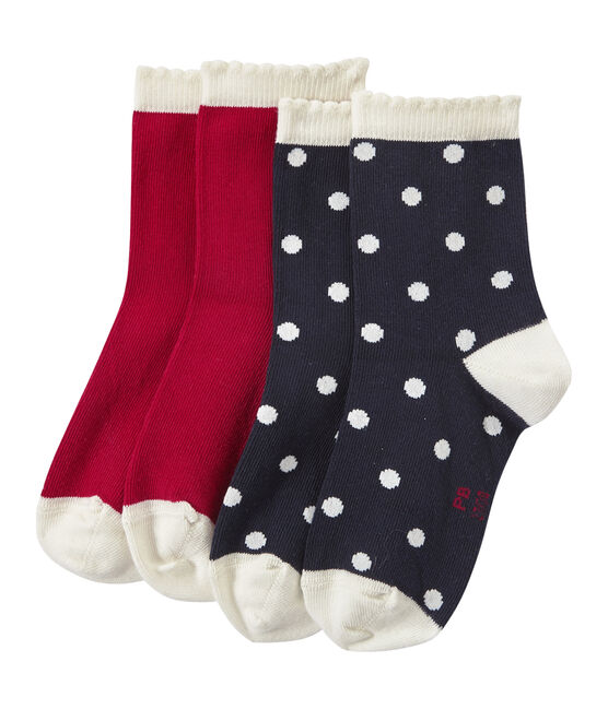 Lote de 2 pares de calcetines para niña blanco LOT