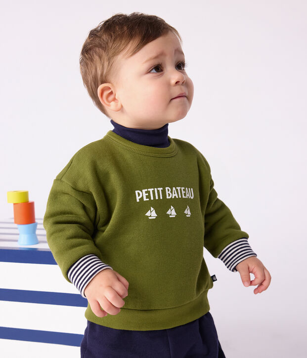 Sudadera de algod&oacute;n con estampado de Petit Bateau vintage para beb&eacute; verde