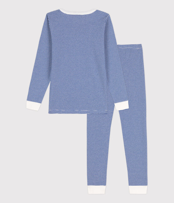 Pijama snugfit de algodón milrayas para niño/niña NEWBLEU/ MARSHMALLOW