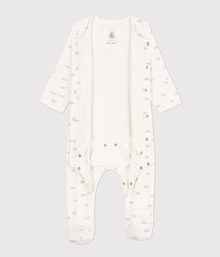 Bodyjama de t&uacute;bico con nubes blanco/multicolor