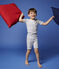 Pijama corto snugfit con estampado de olas de algodón de niño blanco MARSHMALLOW/azul COOL