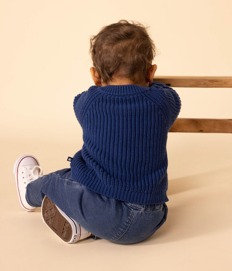 C&aacute;rdigan de punto de algod&oacute;n para beb&eacute; azul