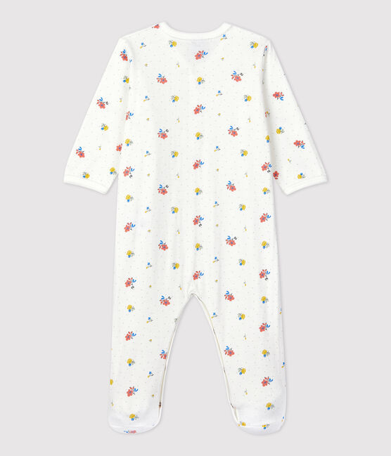 Pelele de algodón orgánico con flores para bebé blanco MARSHMALLOW/blanco MULTICO