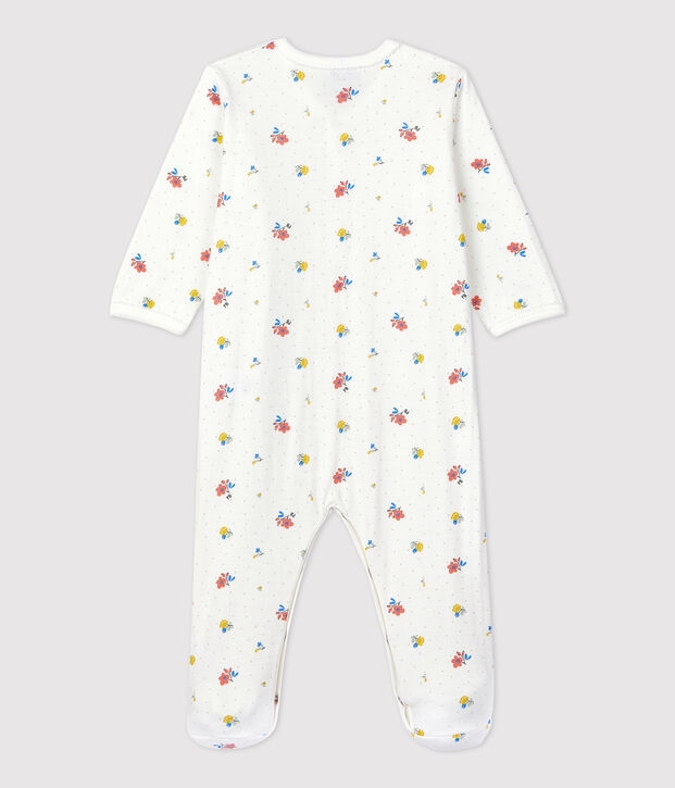 Pelele de algod&oacute;n org&aacute;nico con flores para beb&eacute; blanco/multicolor