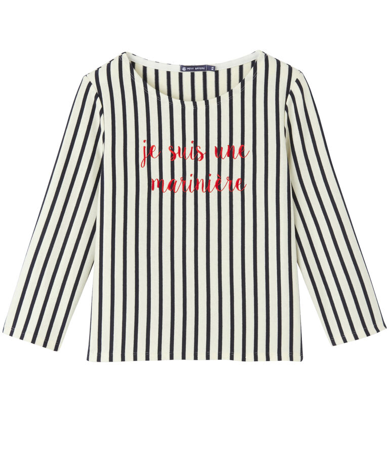 Marini&egrave;re femme courte brod&eacute;e beige COQUILLE/azul SMOKING