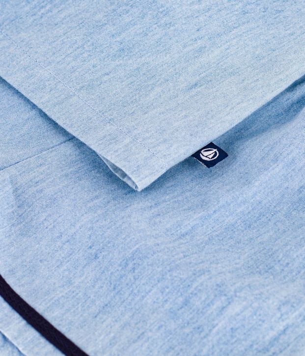 Conjunto de 2 piezas de chambray con camiseta con cuello de uniforme para beb&eacute; azul