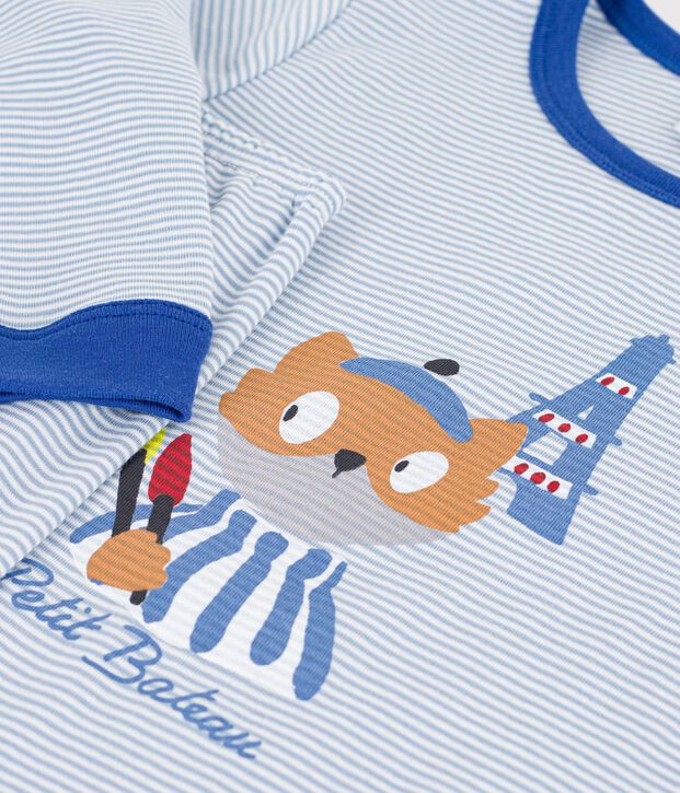 Pijama infantil de algod&oacute;n a rayas azul/blanco