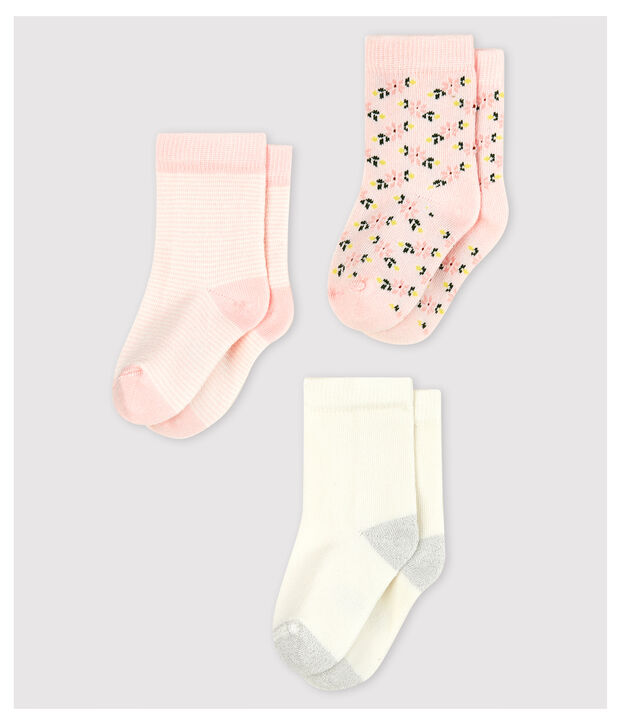 Lote de 3 pares de calcetines con dibujo de beb&eacute; ni&ntilde;a multicolor