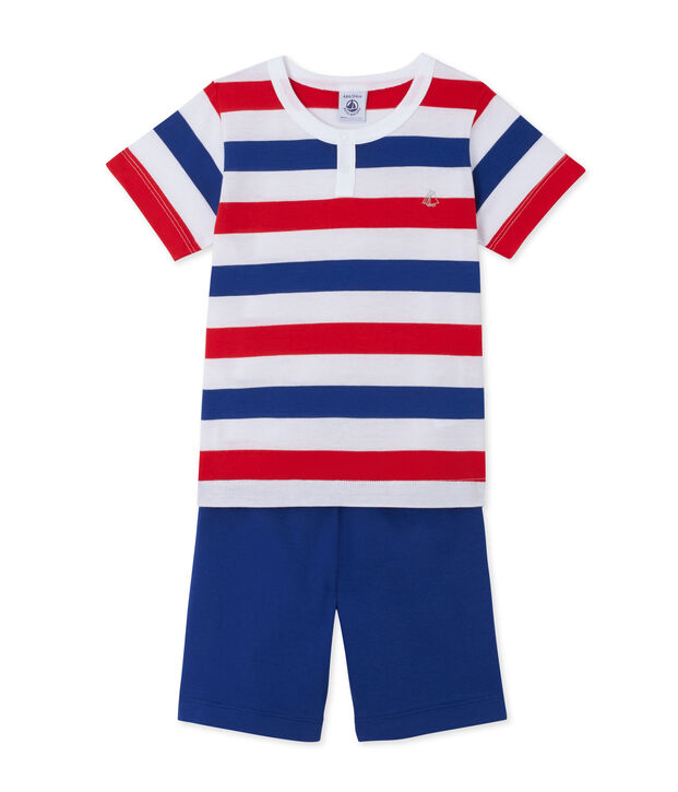 Pyjacourt gar&ccedil;on en jersey ray&eacute; blanco/azul/blanco