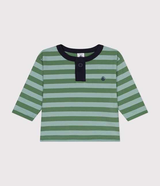 Camiseta de manga larga de punto fino para bebé verde PALMERAIE/ PAUL