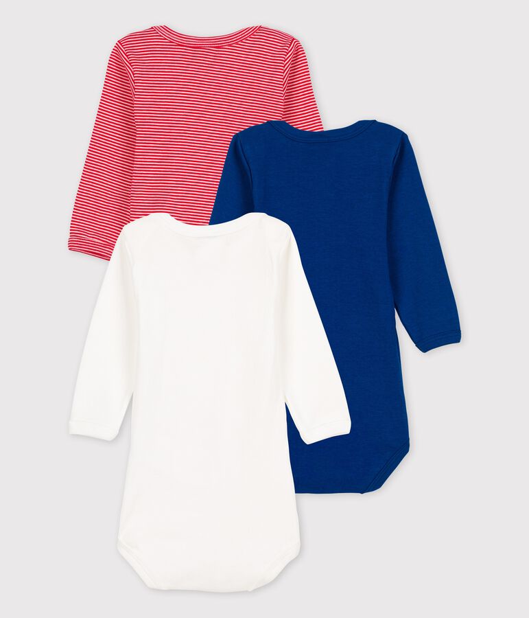 Juego de 3 bodis de manga larga de algod&oacute;n multicolor