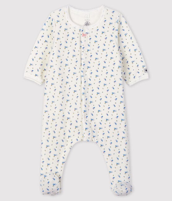 Bodyjama de terciopelo con estampado de flores para bebé niña blanco MARSHMALLOW/blanco MULTICO
