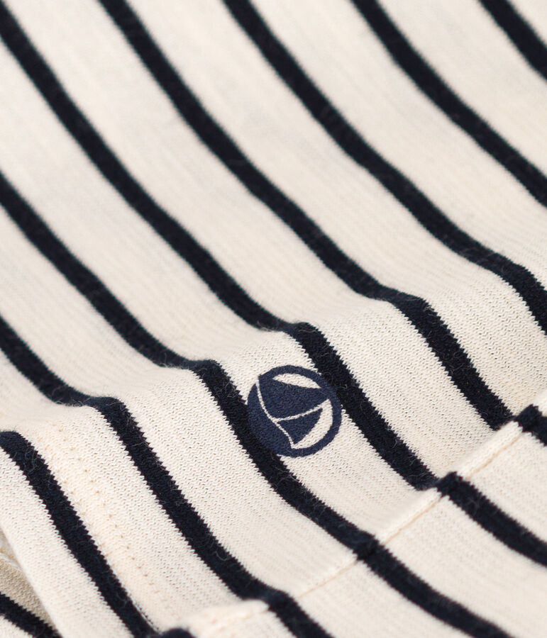 Camiseta de punto flameado a rayas para ni&ntilde;a crudo/azul